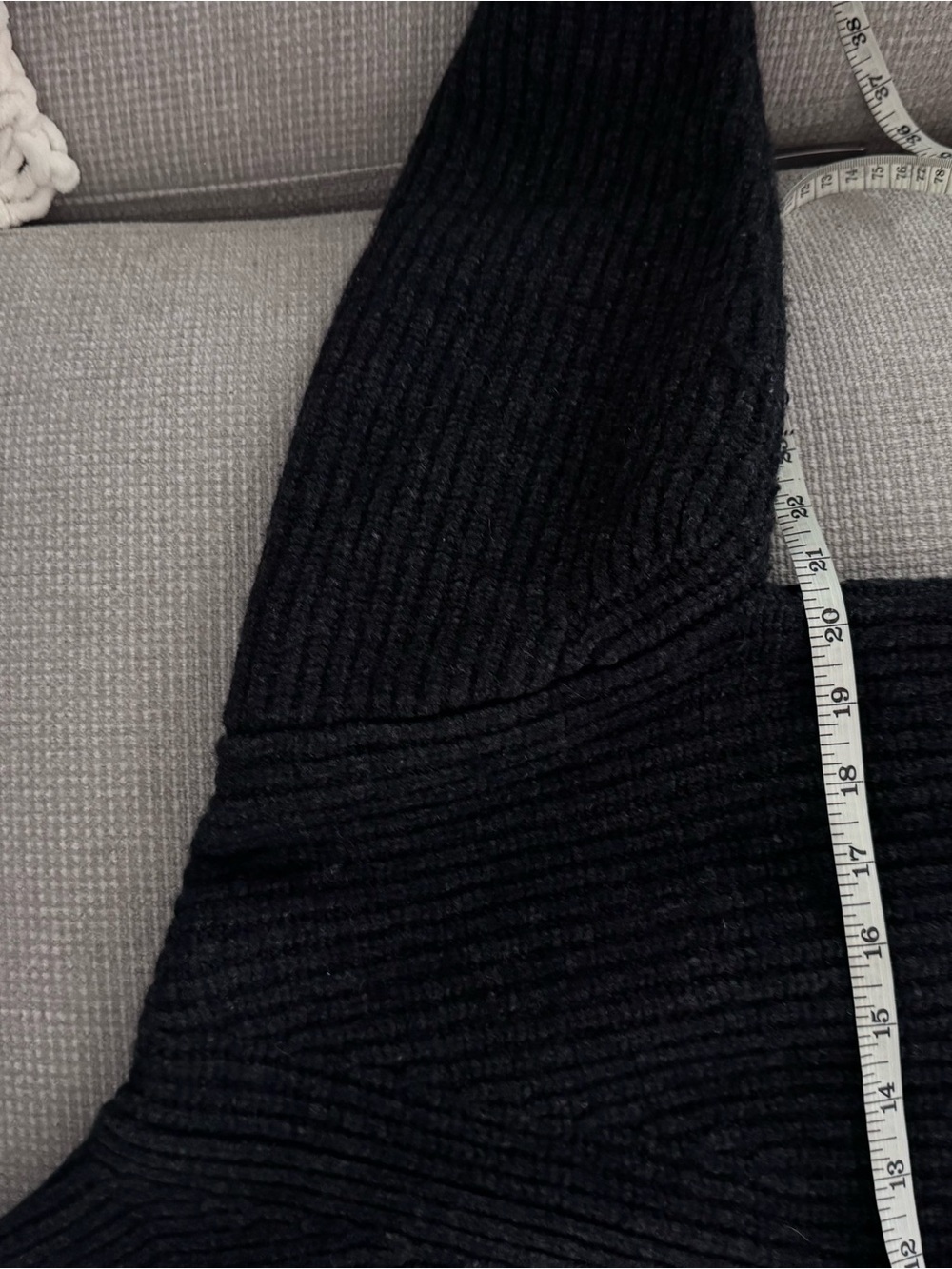 COS Black dark grey Ribbed Half-Zip Cowl Wool Sweater women medium - Picture 7 of 8